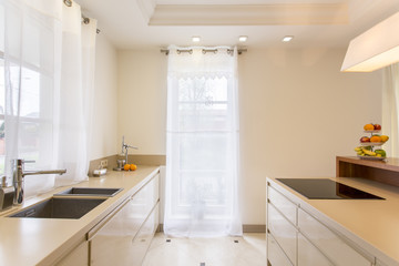 Minimalistic modern kitchen room interior