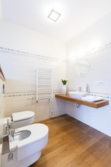 Simple bathroom with wooden floor