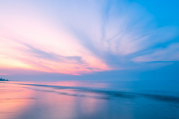 Fototapeta na wymiar Sweet Sunrise Over The Sea at Rayong Beach