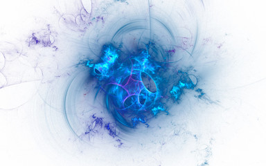 3D rendering and isolated abstract fire flame fractal on white background