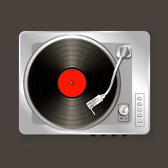 Realistic vector music gramophone vinyl