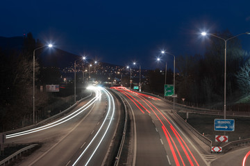 Fototapeta na wymiar city exit road at night, Nitra, Slovakia
