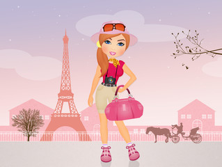 girl travel in Paris