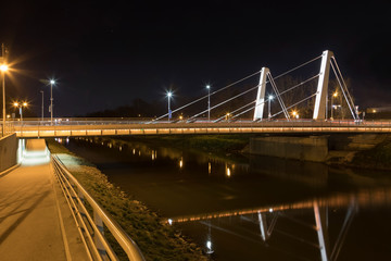 Fototapeta premium modern little bridge at night, Chrenova, Nitra, Slovakia