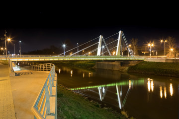 modern little bridge at night, Chrenova, Nitra, Slovakia