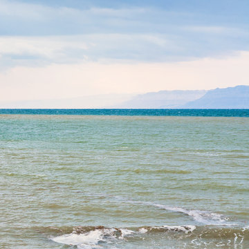 surface of Dead Sea in winter morning