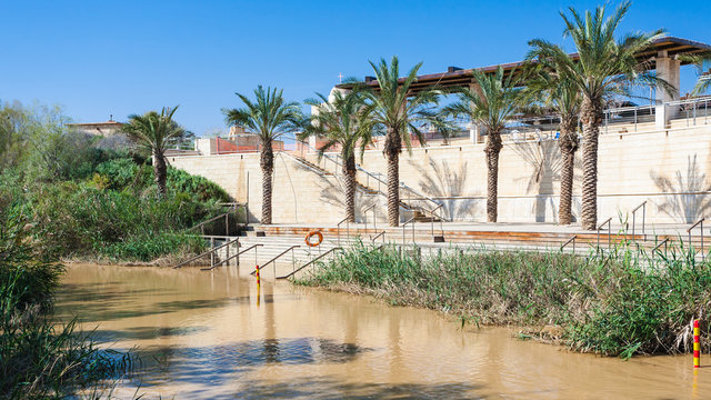 view of Qasr el Yahud in Jordan river from Jordan