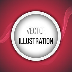 White round banner with shadow on a red background with waves. Vector