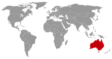 Fototapeta na wymiar Australien auf der Weltkarte