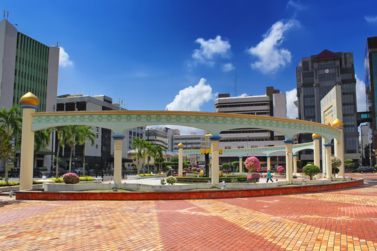 Old square in Brunei at sunset. Asia