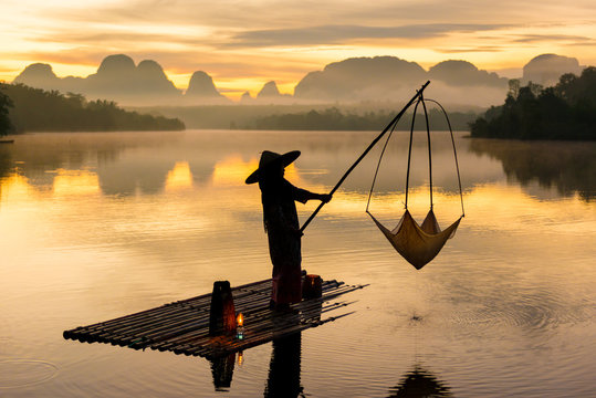 Fishing at Nong Talay in Krabi, Thailand.