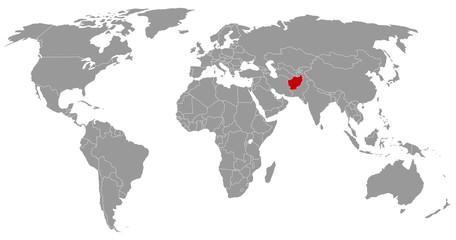 Fototapeta na wymiar Afghanistan auf der Weltkarte