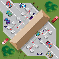 Highway toll.  View from above. Vector illustration. 