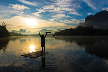 Obraz premium Travel adventure by canoe in Krabi, Thailand.