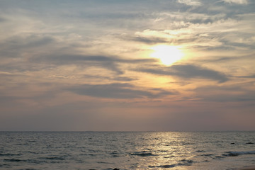 Fototapeta na wymiar Sunset on the beach, at Chantaburi, Thailand