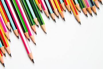pencils isolated on white background close up