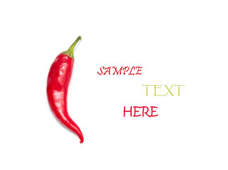 Red hot pepper isolated on white (with sample text)