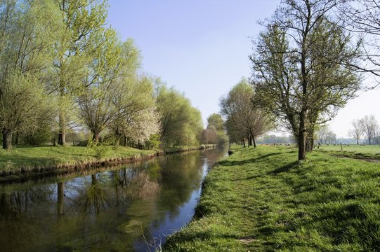 Die Niers bei Grefrath Oedt am Niederrhein im Fr&uuml;hling