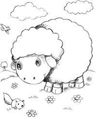 Sheep Doodle Vector Illustration Art