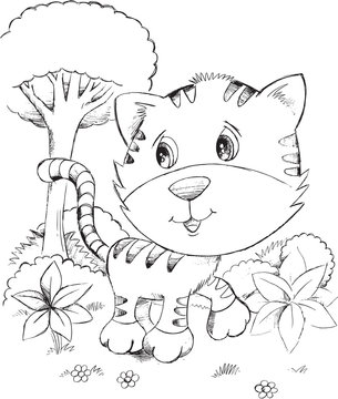 Tiger Doodle Vector Illustration Art