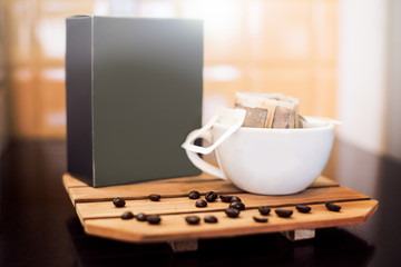 Instant freshly brewed cup of coffee,Drip bag fresh coffee