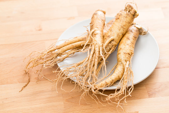 Korean Ginseng On Plate