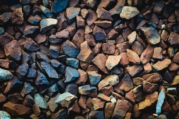 texture of gravel stone on railway tracck.