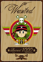 Cartoon Pirate Buccaneer Wanted Poster
