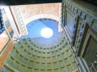 Internal part of dome in Pantheon, Rome, Italy.