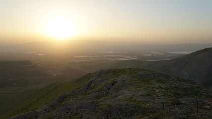 Sonnenuntergang auf den Golanhöhen am Dreiländereck