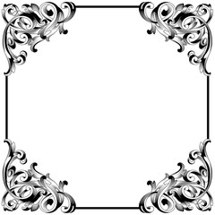 Vintage border frame engraving with retro ornament pattern in antique baroque style decorative design. Vector. - obrazy, fototapety, plakaty
