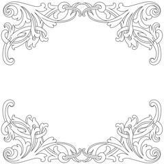 Vintage border frame engraving with retro ornament pattern in antique baroque style decorative design. Vector.
