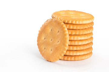 Cracker biscuit isolated on white background.