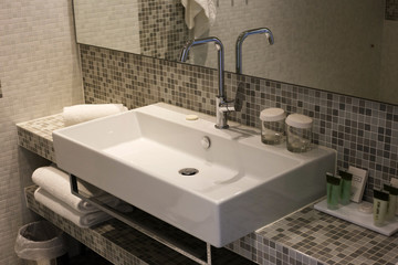 Bathroom faucet in hotel