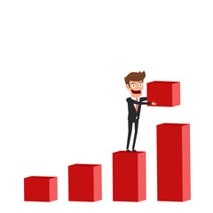 Businessman working to build raising the graph. Solving finances and crisis management concept.