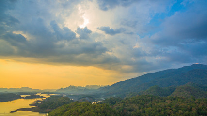 light through the sky to the lake