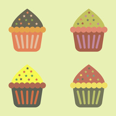 сupcakes set vector icons