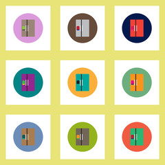 Collection of stylish vector icons in colorful circles fridge