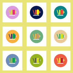 Collection of stylish vector icons in colorful circles retro camera