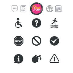 Attention caution icons. Information signs.