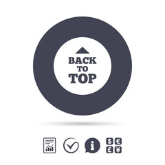 Back to top arrow sign icon. Scroll up symbol.