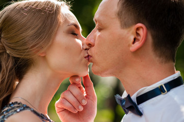 Beautiful couple Snogging in the Park.