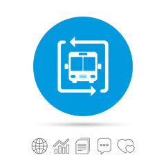 Bus shuttle icon. Public transport stop symbol.