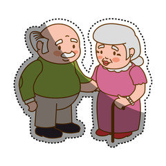 Grandfather and grandmother lovely couple cartoon icon vector illustration graphic design