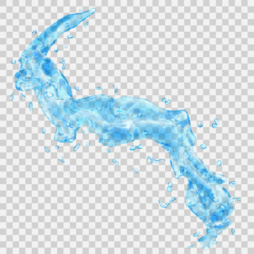 Water splashes with water drops. Transparency only in vector file