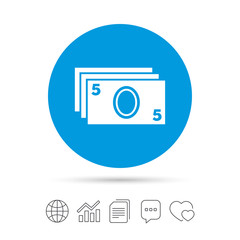 Cash sign icon. Paper money symbol.