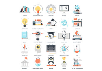 25 Flat Colorful Education Icons 2