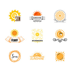 Badge as part of the design - Sun and summer. Sticker, stamp, logo - hands made.