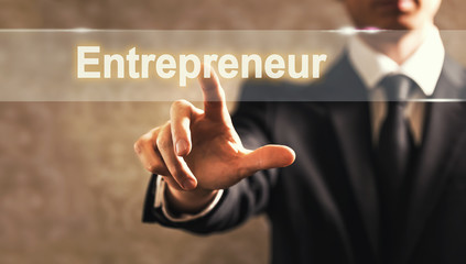 Entrepreneur text with businessman