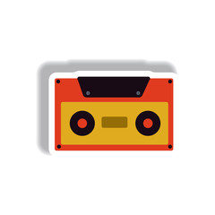 Vector illustration in paper sticker style retro music cassette